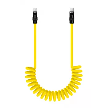 Newell USB-C til USB-C-kabel 100W, 1,5m, silikone, oprullet, gul-sort