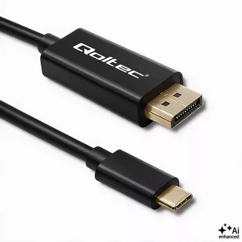 Qoltec USB-C to DisplayPort Cable 1m - 5K 60Hz - Black
