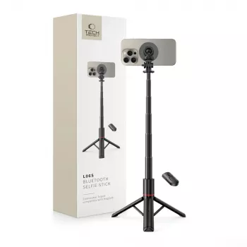 Tech-Protect L06S selfie-stick stativ med LED-lys og Bluetooth-fjernbetjening, sort