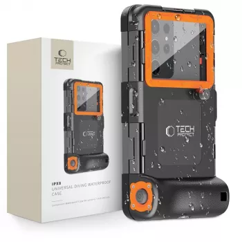 TECH-PROTECT IPX8 universal vandtæt cover til dykning sort/orange