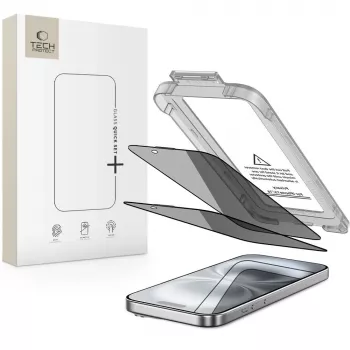 TECH-PROTECT QUICK SET SPY+ privacy hærdet glas skærmbeskyttelse 2-pak til Apple iPhone 15 / iPhone 16