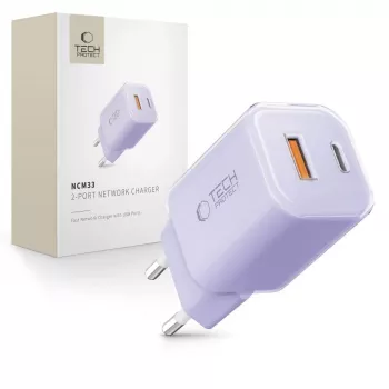 TECH-PROTECT NCM33 2-port netværkslader PD 33W / QC3.0 Baby Purple