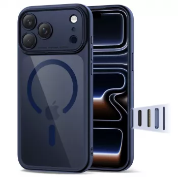TECH-PROTECT MAGPEAK MagSafe hybridcover til Apple iPhone 17 Pro, Deep Blue/Clear