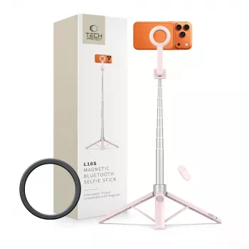 TECH-PROTECT L10S MagSafe Bluetooth selfiestang stativ pink/grå