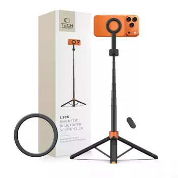 Tech-Protect L10S MagSafe Bluetooth selfiestang stativ, orange/sort