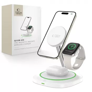 Tech-Protect QI15W-A46 3IN1 MagSafe trådløs ladestation hvid