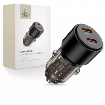 TECH-PROTECT CC03 2-port biloplader PD 100W sort