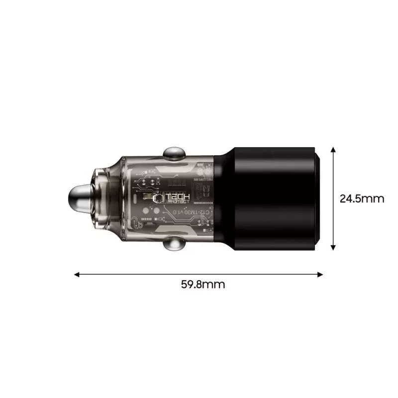 TECH-PROTECT CC03 2-port biloplader PD 100W sort