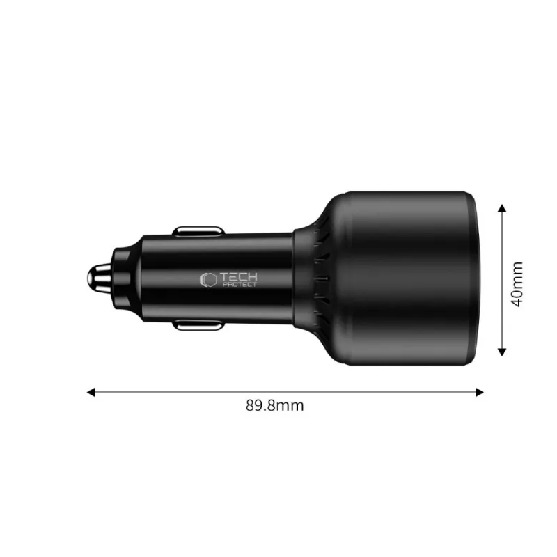 TECH-PROTECT CC04 3-port biloplader PD 130W sort