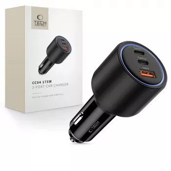 TECH-PROTECT CC04 3-port biloplader PD 175W sort