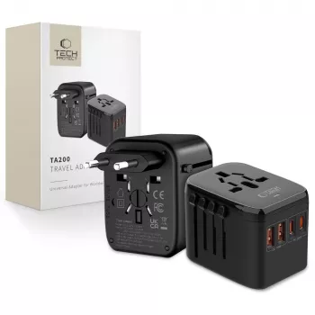 TECH-PROTECT TA200 rejseadapter EU / UK / US / AU sort