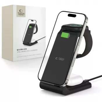 TECH-PROTECT QI15W-A36 3-i-1 Trådløs Lader til Apple sort