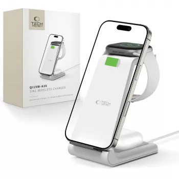 TECH-PROTECT QI15W-A36 3-i-1 Trådløs Lader til Apple hvid