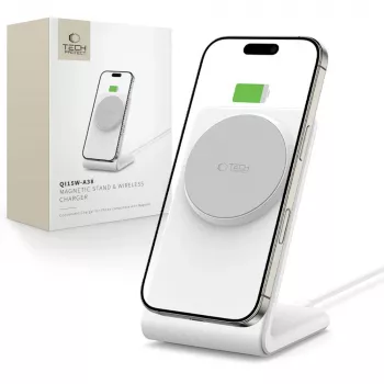 TECH-PROTECT QI15W-A38 Magnetisk MagSafe Trådløs Lader hvid