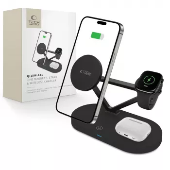 Tech-Protect QI15W-A41 3IN1 MagSafe Ladestand sort