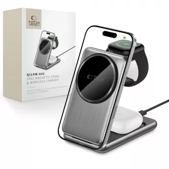 TECH-PROTECT QI15W-A42 3in1 Magnetic MagSafe trådløs lader space grey