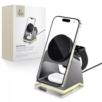 Tech-Protect QI15W-A43 3IN1 MagSafe Trådløs Ladestation sort