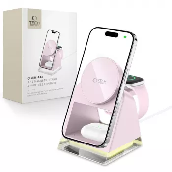Tech-Protect QI15W-A43 3IN1 MagSafe Trådløs Ladestation Pink