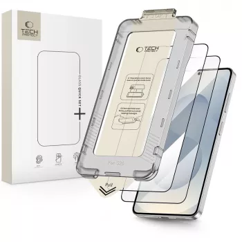 Hærdet glas skærmbeskytter TECH-PROTECT Quick Set+ 2-pak til Samsung Galaxy S26 sort