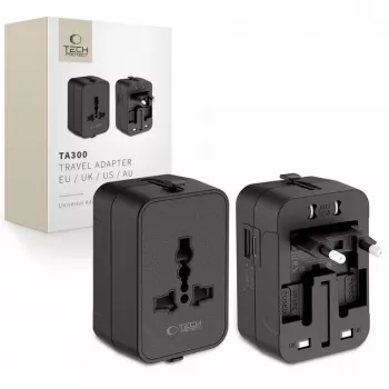 TECH-PROTECT TA300 Rejseadapter EU / UK / US / AU sort