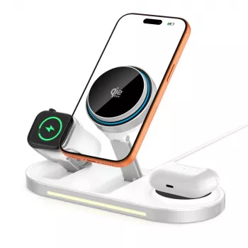 TECH-PROTECT A51 ARCTICBOOST 3-i-1 Magnetisk MagSafe Trådløs Lader 25W Qi2.2 hvid