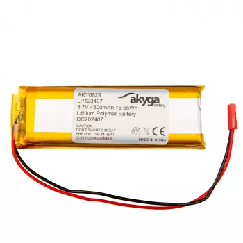 Akyga AKY0829 LP123497 Li-Po-batteri 3,7V 4500mAh med PCM JST 2,54 2-polet 150mm