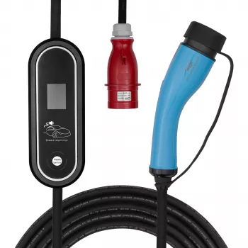Akyga AK-EC-22 mobil EV-lader, Type 2, CEE-5-benstik, trefaset, 32 A, 22 kW, LCD, 5 m