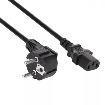 Akyga AK-PC-05S netkabel, CEE 7/7 til IEC C13, kobber 3 x 1,5 mm², 5 m, sort
