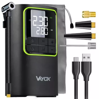 VAYOX VA0409 genopladelig luftpumpe 4000mAh cylinder 19mm digital dækfylder