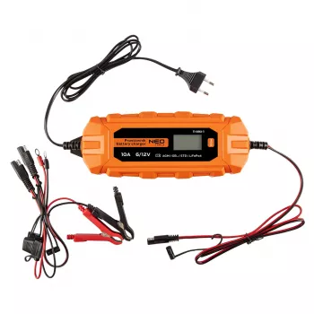 NEO TOOLS automatisk oplader 10A/160W, 3-200Ah, til bly-syre / AGM / GEL-batterier