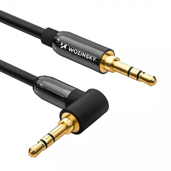 Wozinsky vinklet AUX-kabel (han-han) Mini Jack 2 m sort