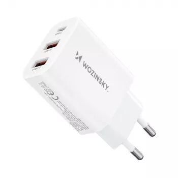 Wozinsky CWCUCW 30W USB-C / 2 x USB-A væglader - hvid