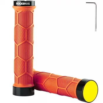 ROCKBROS cykelgreb med reflekterende endestykker - orange, 130 mm, dobbelt lock-on