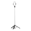 HURTEL selfie stick WC13YDS teleskopstativ 1,3 m med dobbelt LED-lys og telefonholder - sort