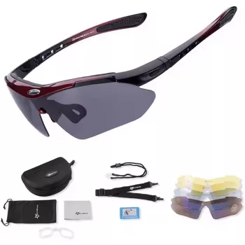 ROCKBROS 10001 polariserede cykelbriller - sort/rød