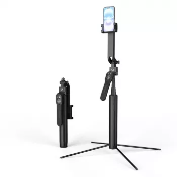 Premium selfie stick Wozinsky WST-360YS 1,8 m med stativfunktion, automatisk 360° AI-ansigtssporing, gestusstyring - sort