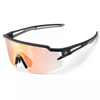 ROCKBROS fotokromatiske cykelbriller med UV-beskyttelse og RX-indsats - orange glas - sort stel