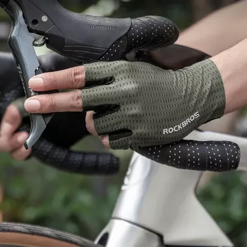 ROCKBROS Kortfinger-cykelhandsker Åndbare, størrelse S - grøn