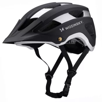 Wozinsky MTB-hjelm med aftagelig skygge, let, 57-62 cm, sort-sølv