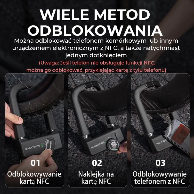 Rockbros RBNS1 SMART NFC U-lås - sort