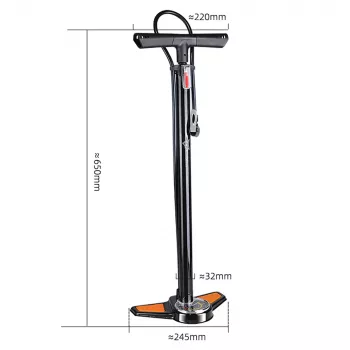 ROCKBROS Floor Pump GP6532B with Pressure Gauge - Black/Orange
