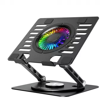 Wozinsky WDCX-X16-AS CoolBase RGB laptop- og tabletkølestativ med 360°-drejning - sort