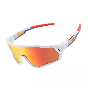 ROCKBROS SP383 Shining Warrior cykelbriller - mat hvid ramme, polariserede røde linser