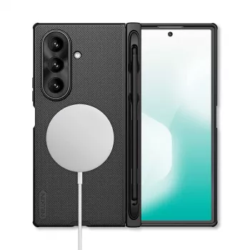 Nillkin Super Frosted Shield Fold Magnetic Case til Samsung Galaxy Z Fold 7, MagSafe-kompatibel, med S Pen-holder, sort