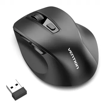 Vention KTMB0 Dual-Mode 2.4GHz + Bluetooth 5.1 trådløs optisk mus, 6 knapper, 800-2400 DPI, sort