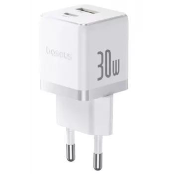 Baseus Palm 30W USB-C USB-A væglader hvid EU-stik
