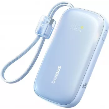 Baseus EnerFill FC21 Qpow 3 Ultra 10000 mAh 45W powerbank med aftageligt USB-C/Lightning-kabel - blå