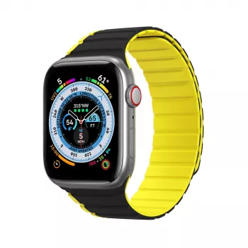 Dux Ducis Magnetisk Rem til Apple Watch SE, Series 9, 8, 7, 6, 5, 4, 3, 2, 1 (41, 40, 38 mm) LD Version - Sort-Gul