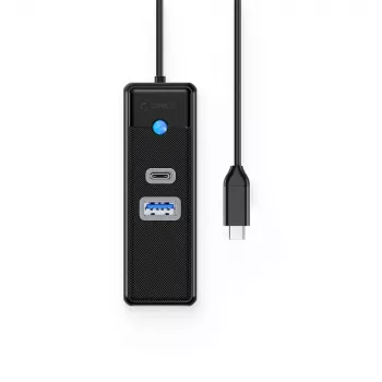 ORICO PW3UR25-C3 3-port USB-C-hub med 2,5G Ethernet, 1x USB-A 3.0, 1x USB-C 3.0, 1 m kabel, sort