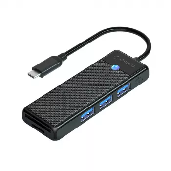 ORICO PAPW3AT-U3 4-port USB 3.0-hub med SD/microSD-kortlæser, 1,8 m kabel, sort